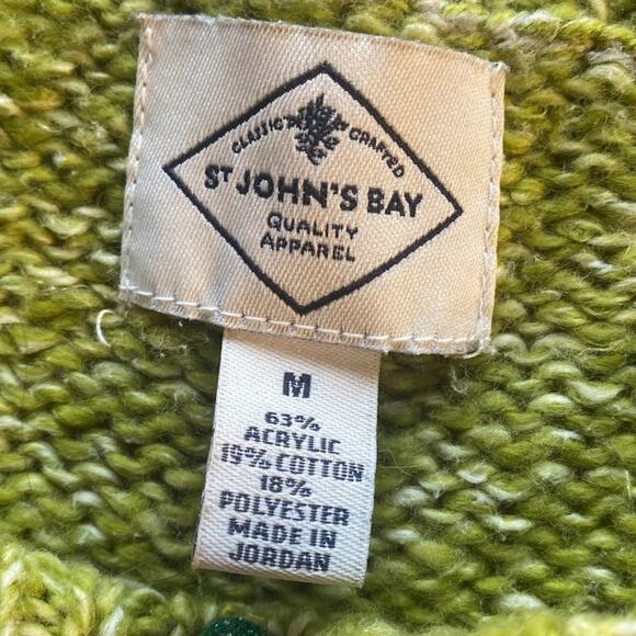 ST JOHN’S BAY lime green cable knit sweater - Picture 2 of 5